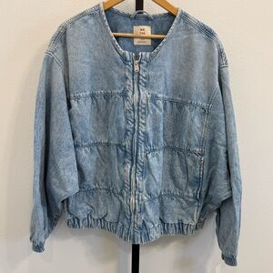 NWT Free People We the Free Layla Denim Jacket Sunbeam XL Boho Casual Festival